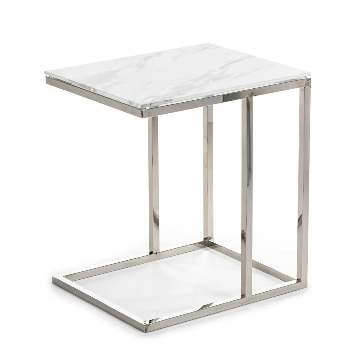 HOWHOMELY Lurus Hilfstisch 40 cm Weiß Glas