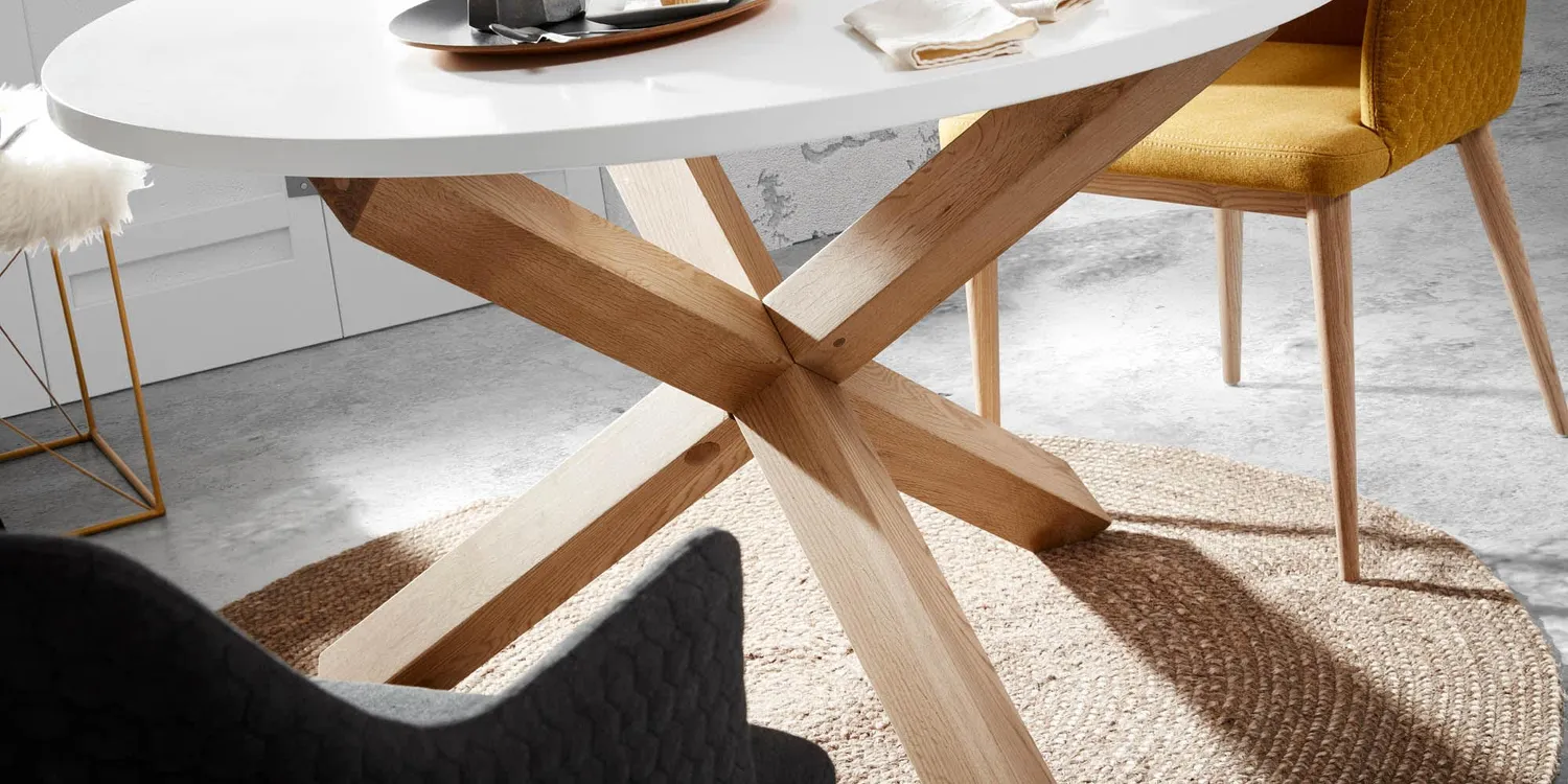 Kave Home Lotus runder Esstisch Ø 120 cm weiß Eiche