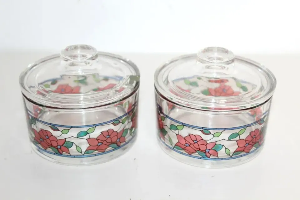 Mon Ami(e) Vintage Set aus zwei Vorratsdosen Glas Rosendekor