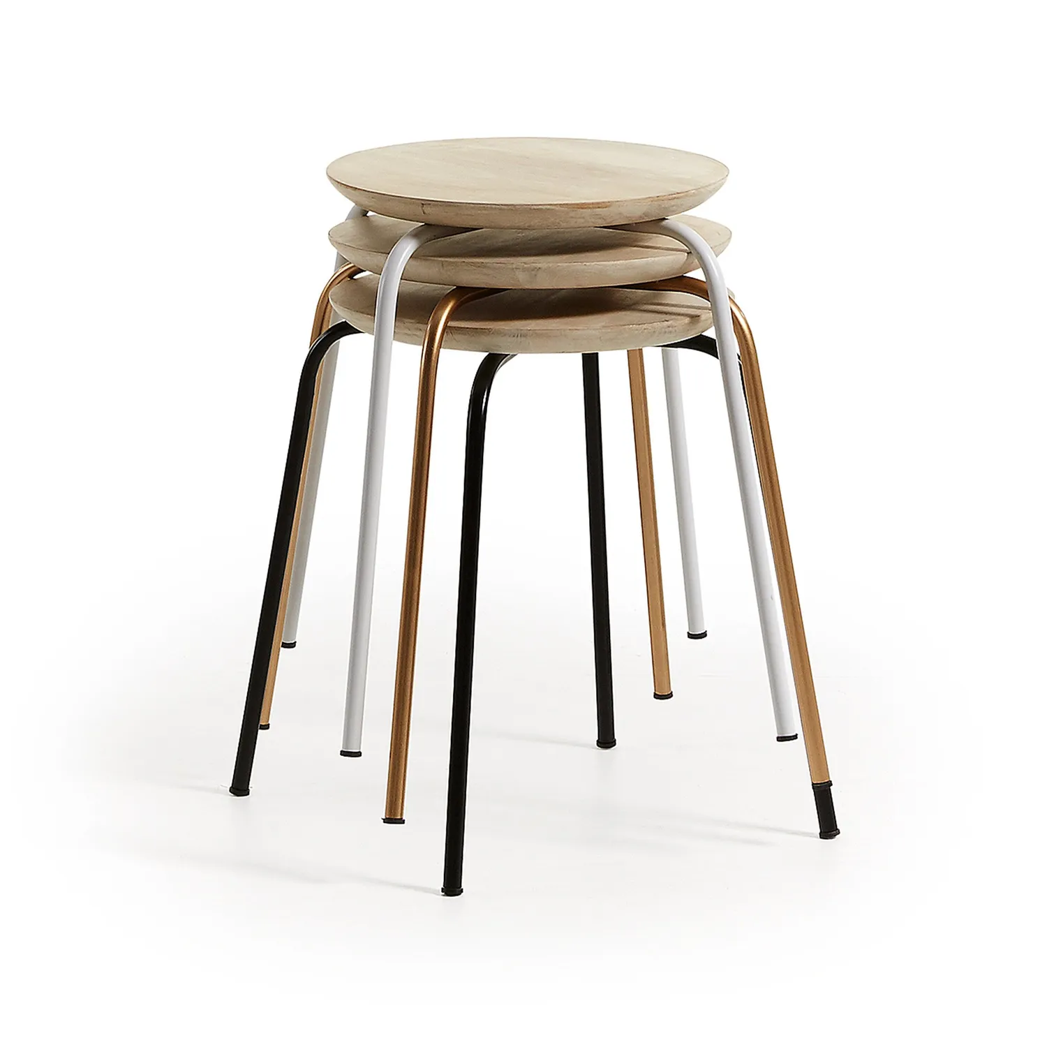 Kave Home Ren Hocker weiß Mango 39,5 cm Stahl