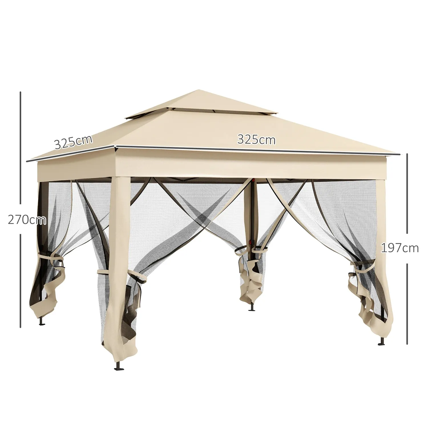 In And OutdoorMatch Pavillon 3x3 m mit Moskitonetz