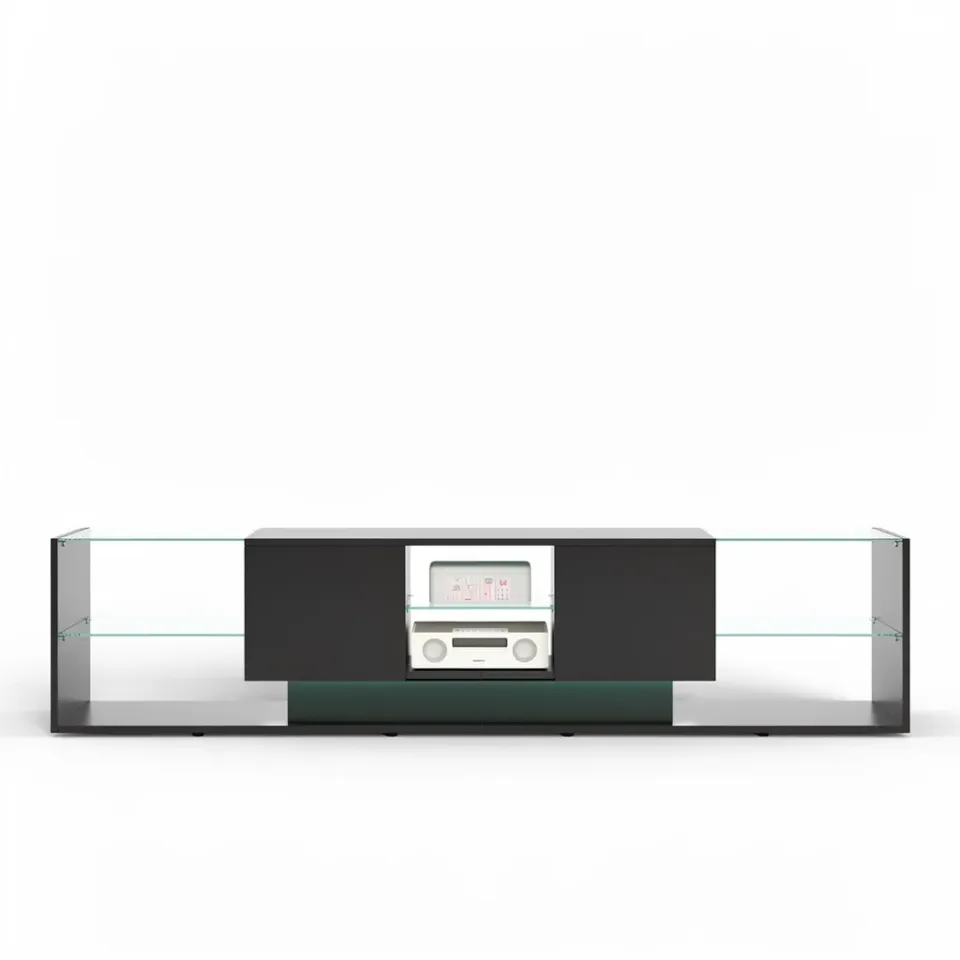 Nezzo TV-Meubel Lowboard mit LED 200x35x45cm Schwarz Weiß