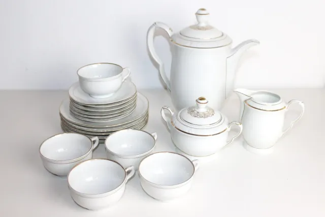 Mon Ami(e) Vintage Goldrand Kaffee-Service für 5 Personen Porzellan