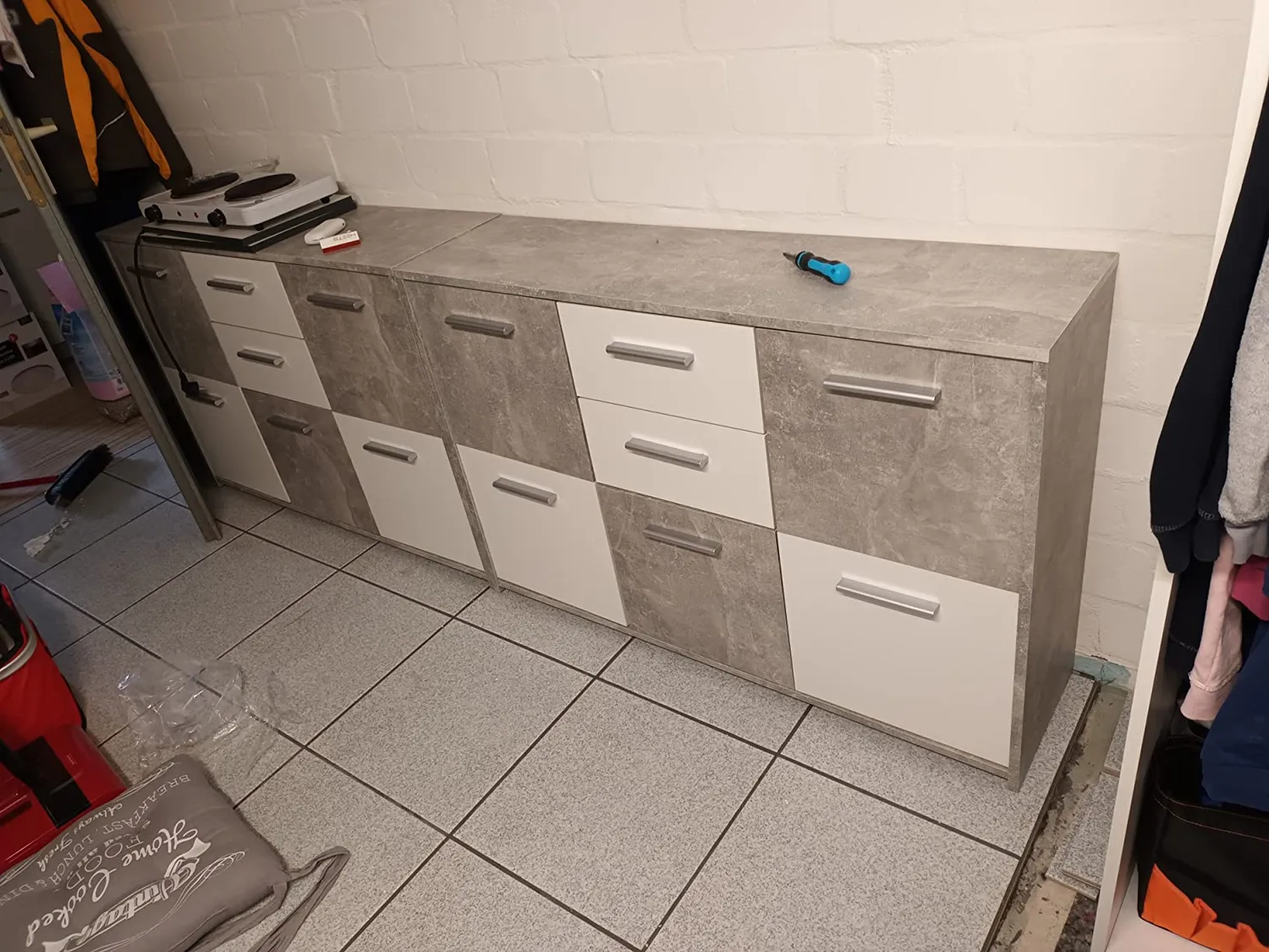 Inter Link Flavius Kommode Melamin Beton-Weiß