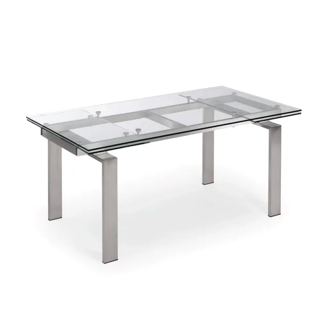 Kave Home Nara Ausziehtisch rechteckig aus Glas 160–240 cm