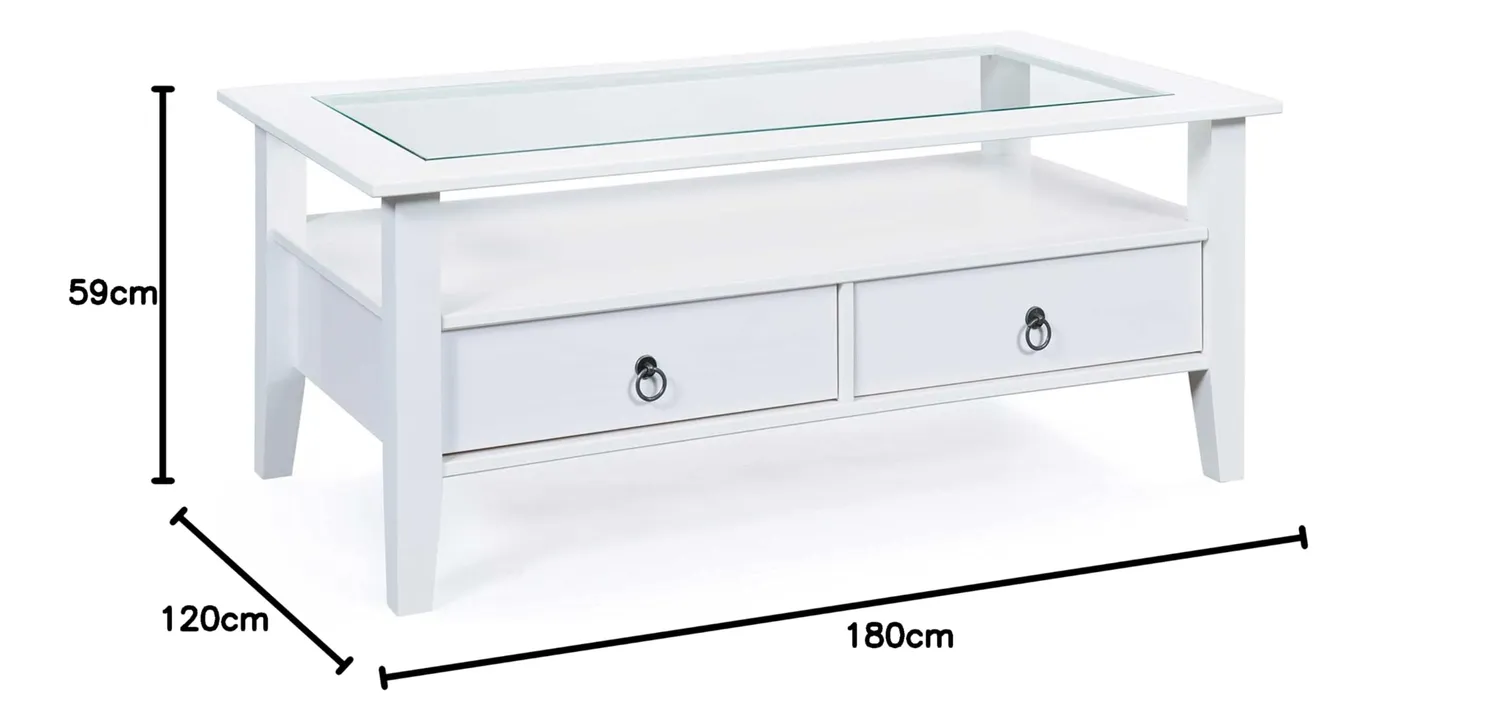 Inter Link Provence 7 Couchtisch Glas mit Schubladen