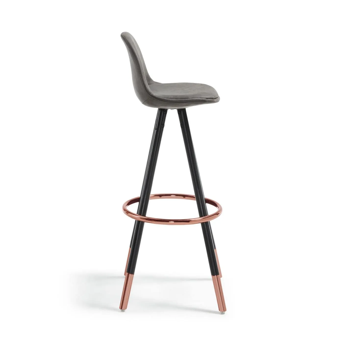 Kave Home Slad Barhocker mit Lehne aus Kunstleder