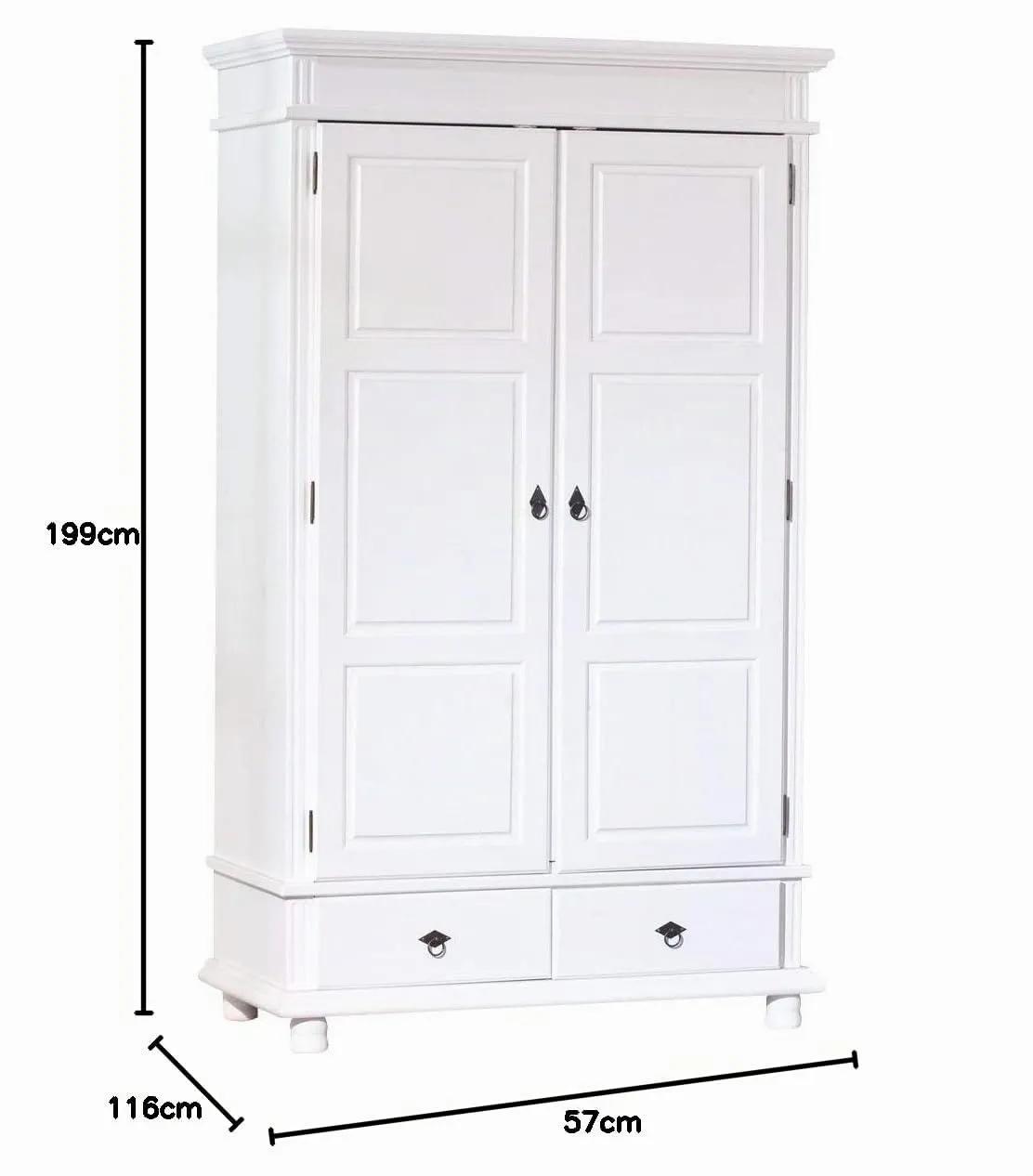 Inter Link Danz Kleiderschrank weiss 116 cm Kiefer massiv