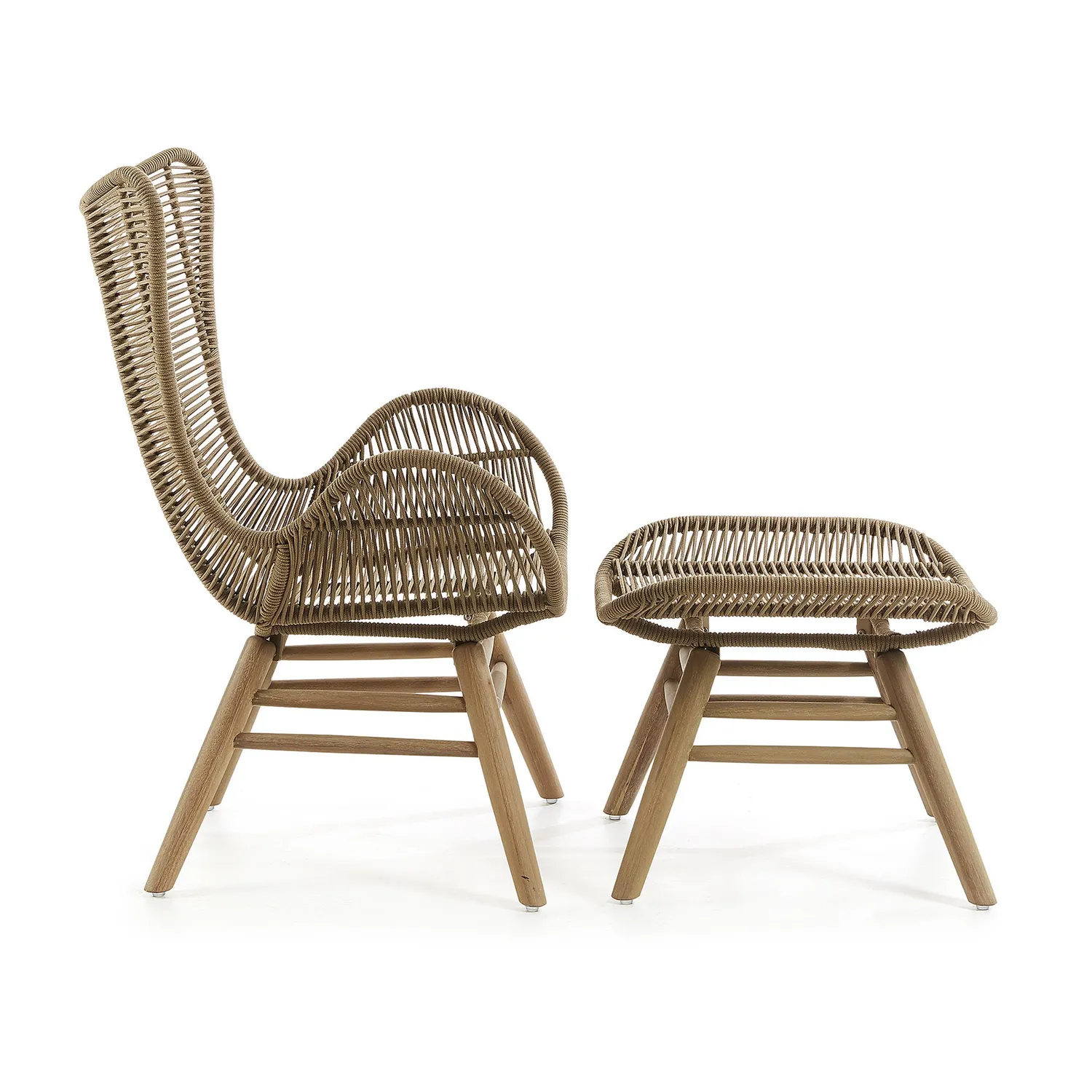 Kave Home Zabel Sessel Eukalyptus mit Hocker
