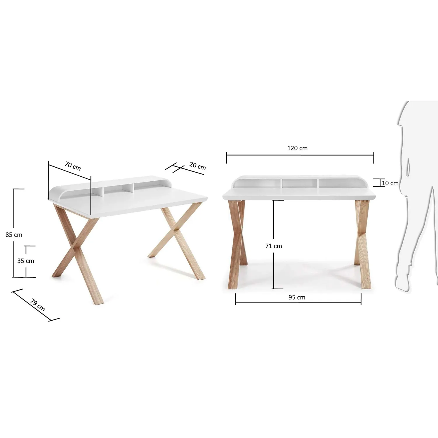 Kave Home Schreibtisch weiß 120 cm Esche