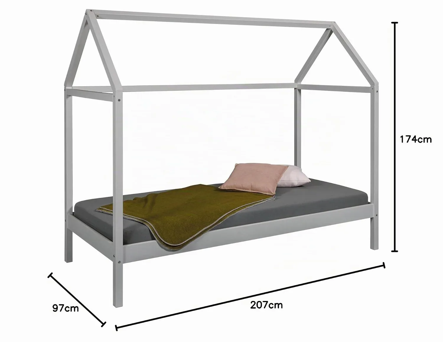 Inter Link Sun Road Hausbett Kinderbett 90x200 grau Kiefer