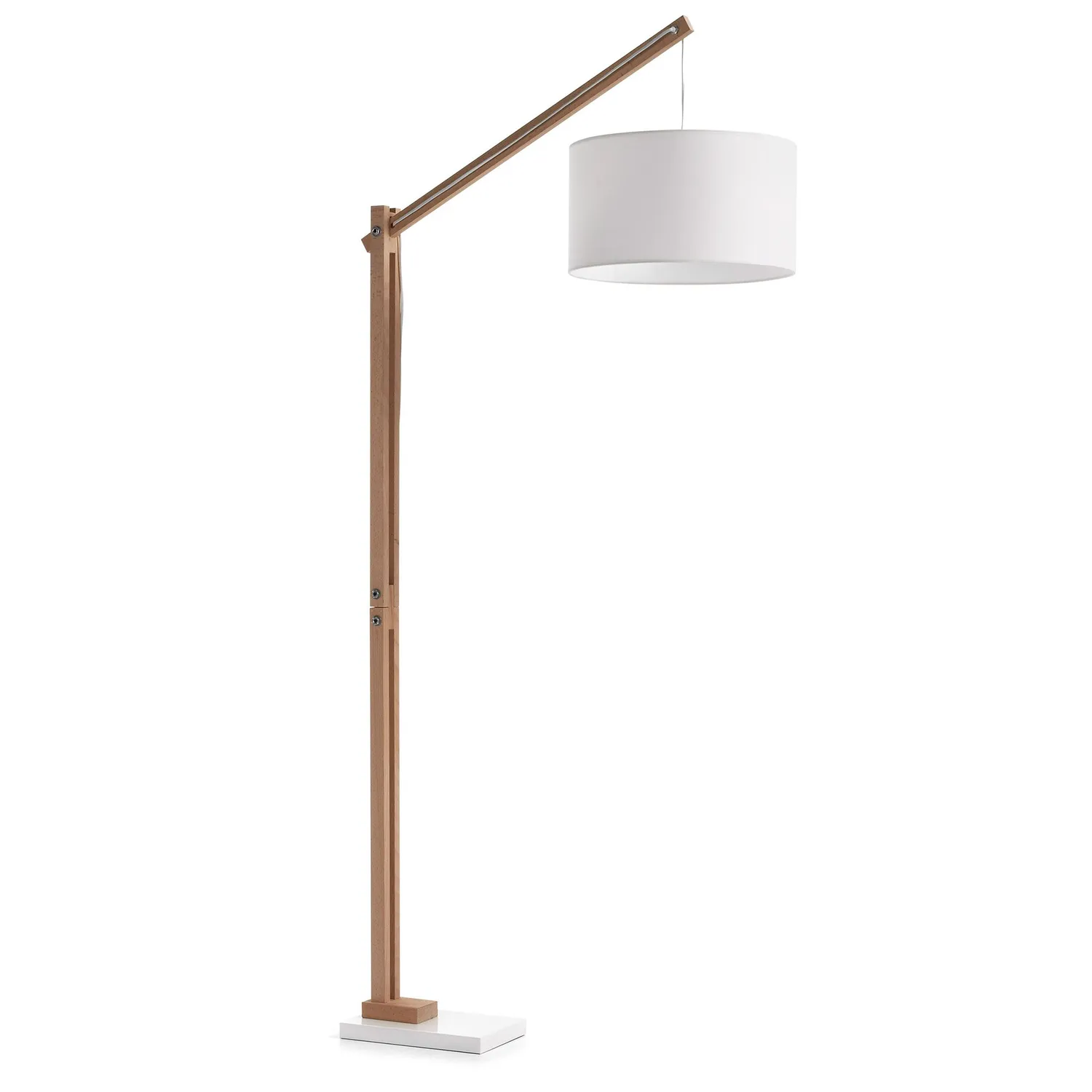 Kave Home Riaz Stehlampe weiß 186 cm Buchenholz Baumwolle