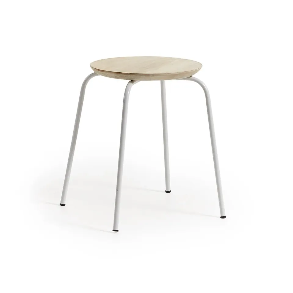 Kave Home Ren Hocker weiß Mango 39,5 cm Stahl