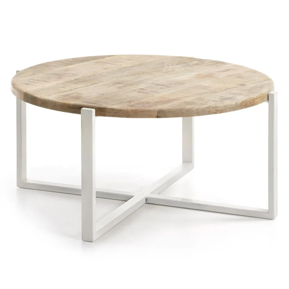 Kave Home Mawenzi Couchtisch Rund 90 cm Mango Weiß