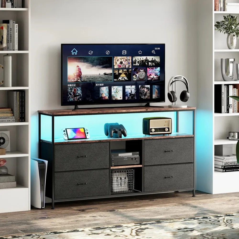 In And OutdoorMatch TV-Schrank mit 4 Schubladen und LED