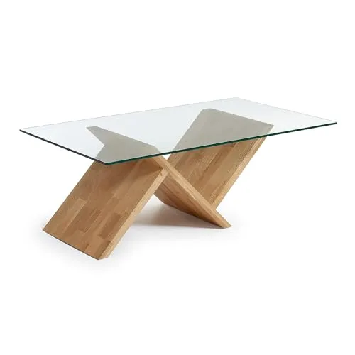 Kave Home Waley Couchtisch 120x70 Eiche Glas