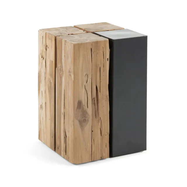 Kave Home Tropicana Beistelltisch 29x29 cm Teakholz massiv schwarz