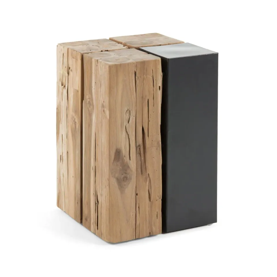 Kave Home Tropicana Beistelltisch 29x29 cm Teakholz massiv schwarz