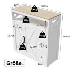 In And OutdoorMatch Sideboard Weiß 120x60x30 cm Holz