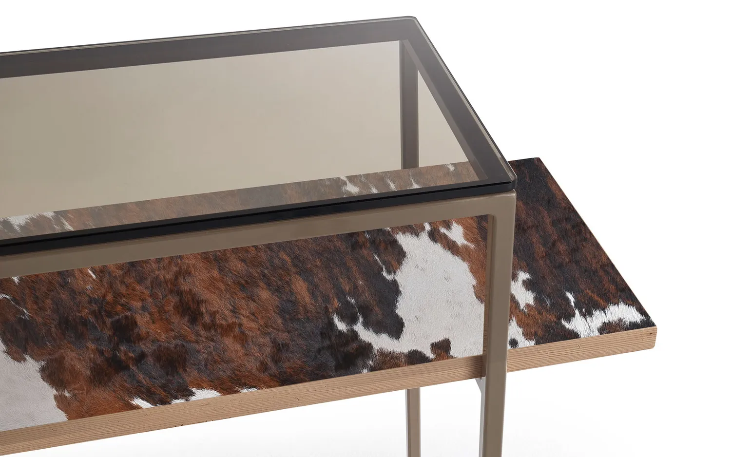 alpina design Vetrama Konsole aus Holz, Glas und Leder