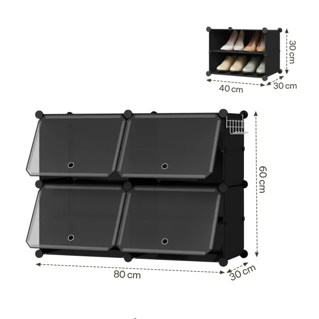 In And OutdoorMatch Schuhschrank Modular Schwarz Transparent