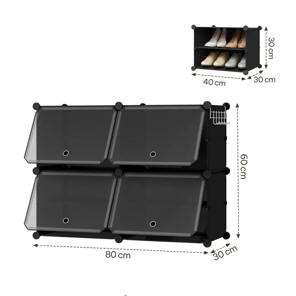 In And OutdoorMatch Schuhschrank Modular Schwarz Transparent