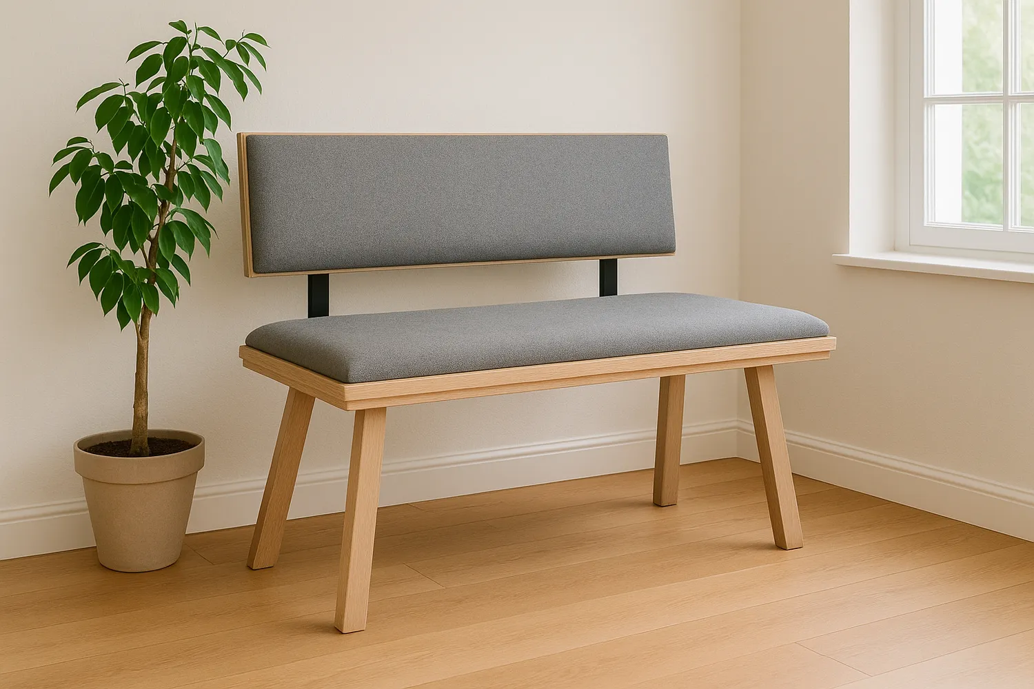 Kundler Home Die Zeitlose Sitzbank mit Lehne 125 cm Stoff