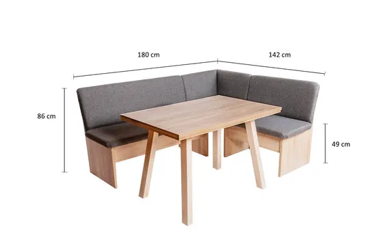 Kundler Home Die Traditionelle Eckbank Set 4-tlg. Grau