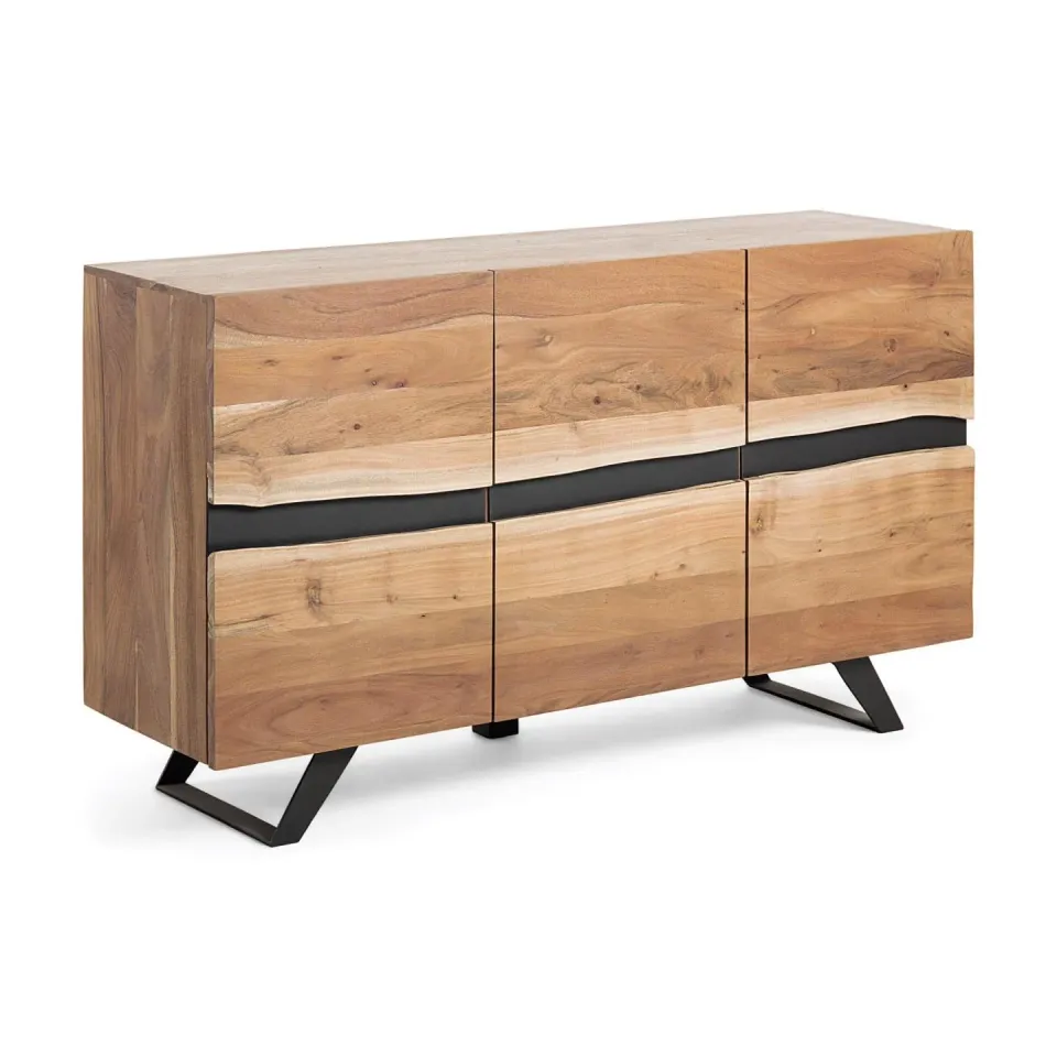 Kave Home Uxia Sideboard 148 cm Akazienholz Schwarz
