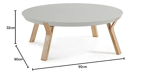 Kave Home Dilos Couchtisch grau rund 90 cm Esche