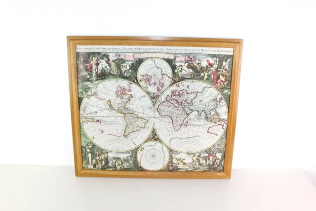 Mon Ami(e) Vintage Weltkugel Druck im Rahmen Leinwand