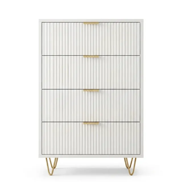In And OutdoorMatch Kommode Holz weiß 4 Schubladen 60x34x91