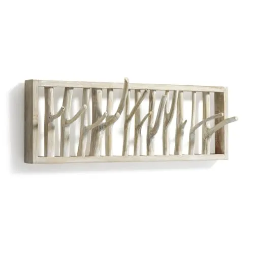 Kave Home Muntfre Garderobenhaken 60 cm Teak Massivholz