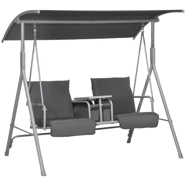 In And OutdoorMatch Hollywoodschaukel 2-Sitzer Schwarz mit Dach