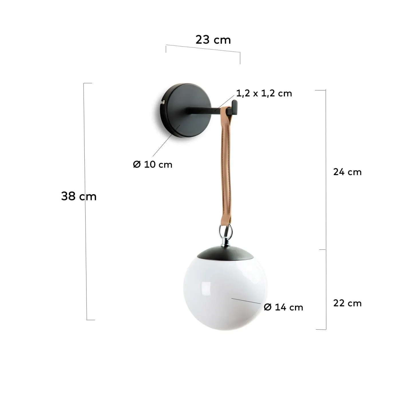 Kave Home Monteiro Wandleuchte Schwarz E27