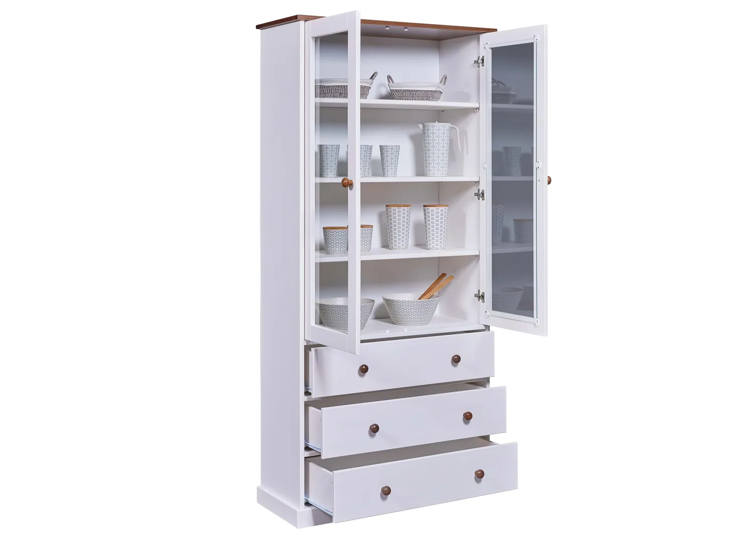 Inter Link Westerland 10 Vitrinenschrank 90 cm Weiß Kiefer