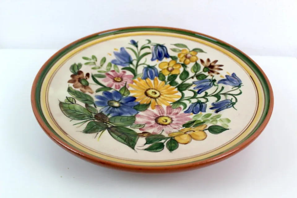 Mon Ami(e) Vintage Blumen Wandteller Keramik handbemalt 31 cm