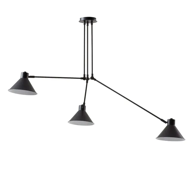 Kave Home Dione Pendelleuchte schwarz 3-flammig Stahl
