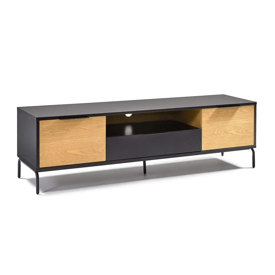 Kave Home Savoi TV-Lowboard 170x50 cm Eiche schwarz