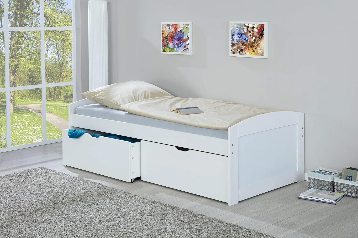 Inter Link Einar Funktionsbett 90x200 weiß Kiefer