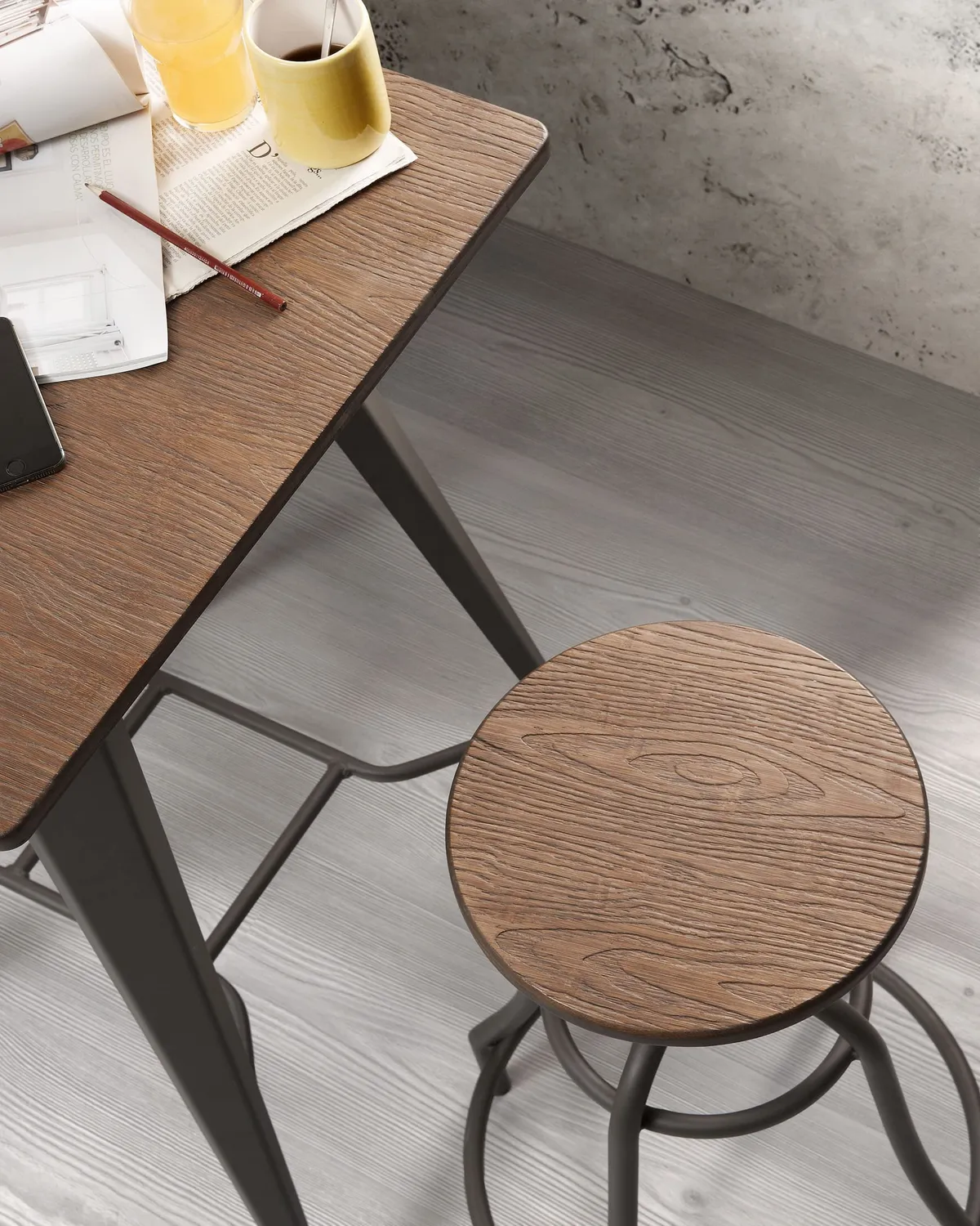 Kave Home Malira Esstisch 60x60 cm Holz Stahl grafit