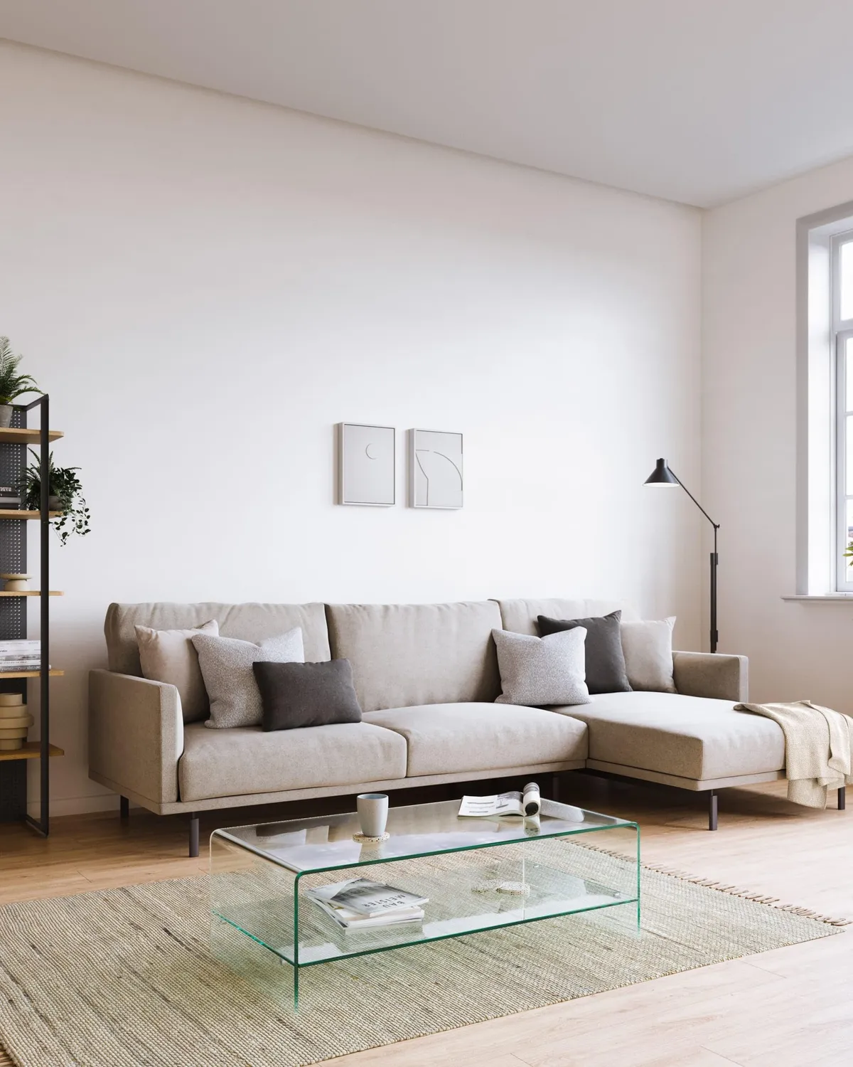 Kave Home Burano Couchtisch 110 x 55 cm aus Hartglas mit Ablage