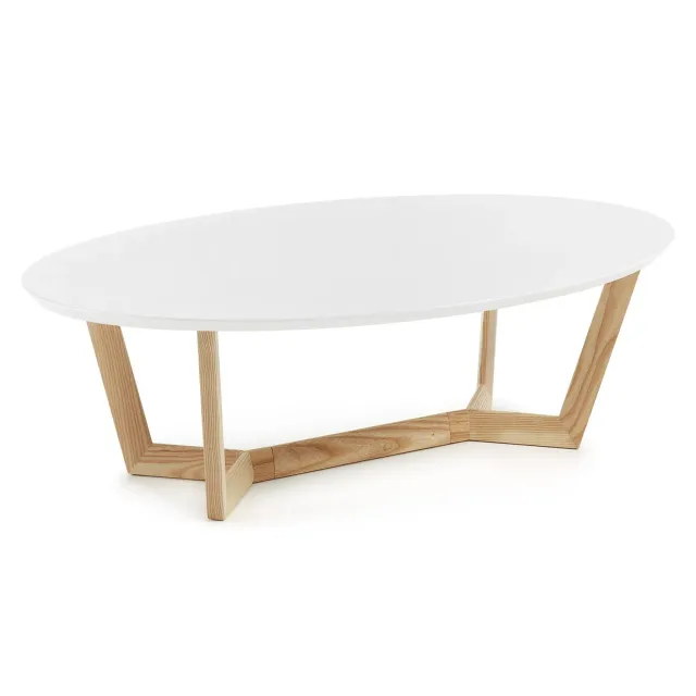 Kave Home Wave Couchtisch weiß 120 cm Esche