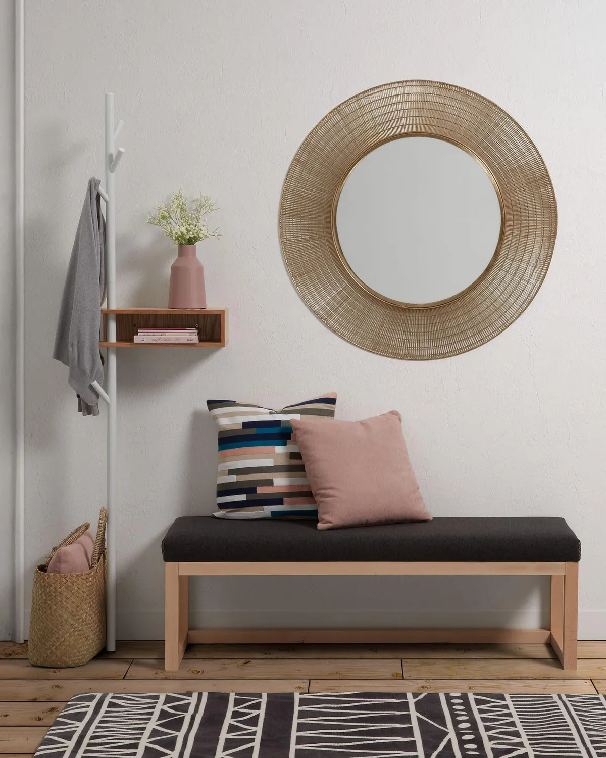 Kave Home Benny Kleiderständer weiß 175 cm Eiche