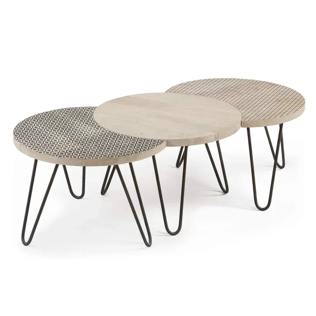 Kave Home Couchtisch Set 3-teilig Mango Massivholz