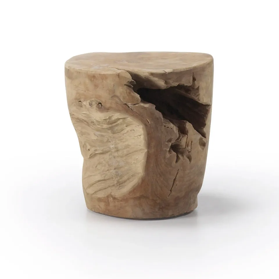 Kave Home Tropicana Beistelltisch Ø 35 cm Teakholz massiv