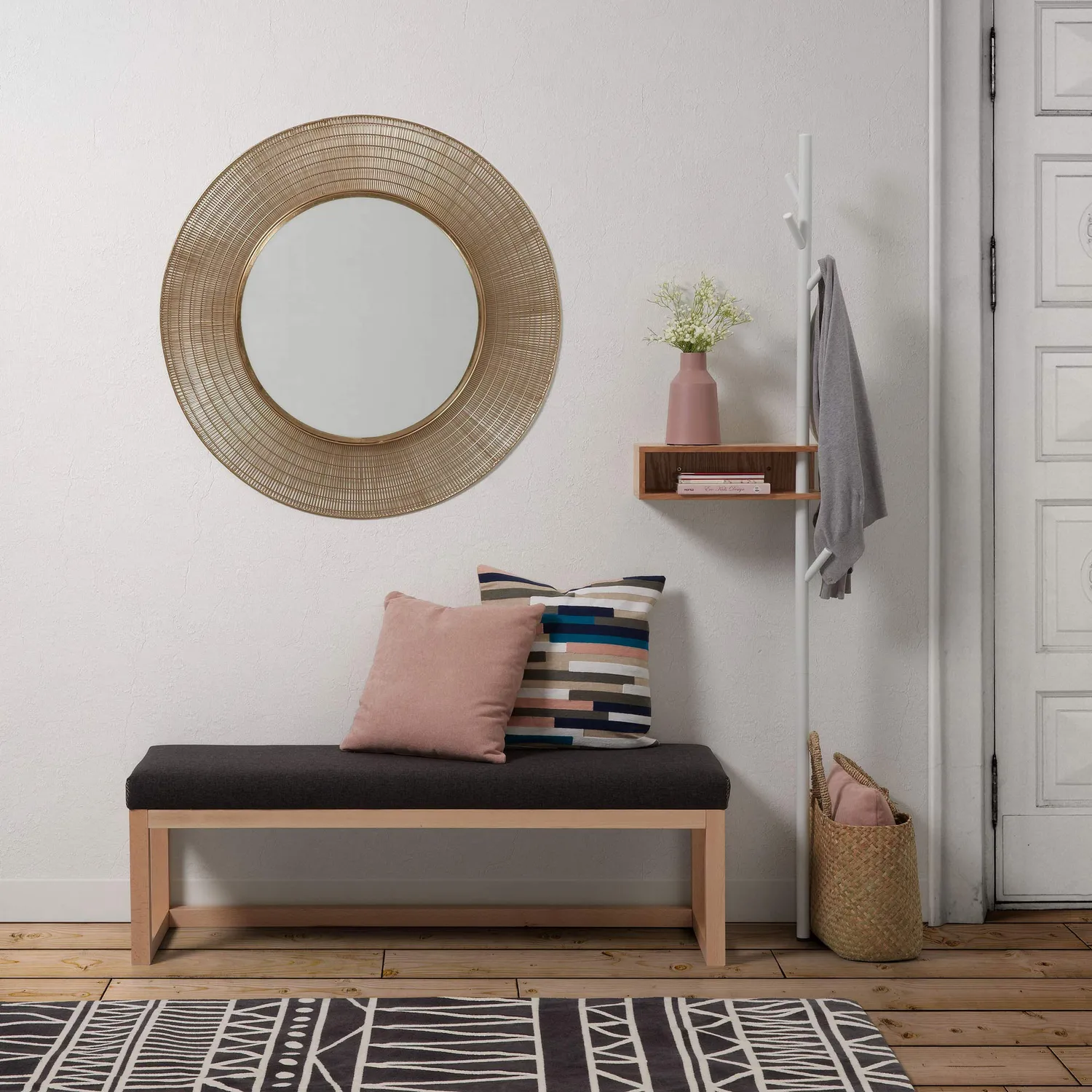 Kave Home Benny Kleiderständer weiß 175 cm Eiche
