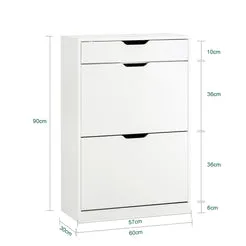 In And OutdoorMatch Schuhschrank Weiß 60x30x90 cm 4 Klappen
