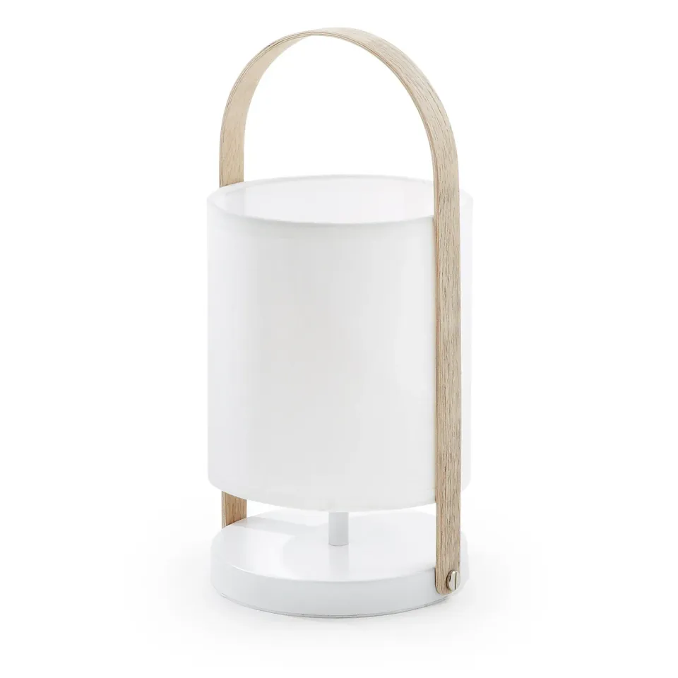 Kave Home Zayma Tischlampe Weiß Baumwolle E14