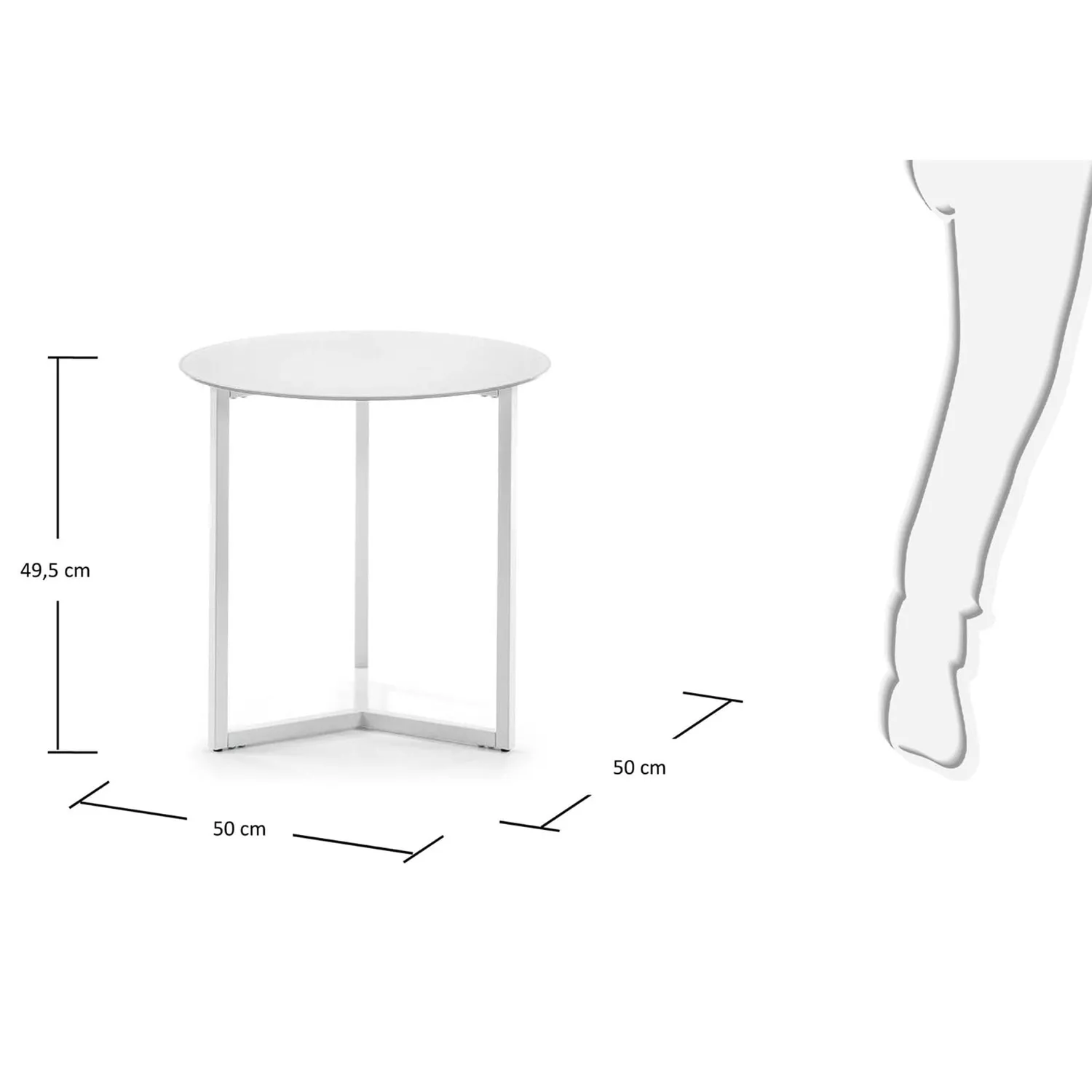 Kave Home Raeam Beistelltisch Ø 50 cm Glas Stahl